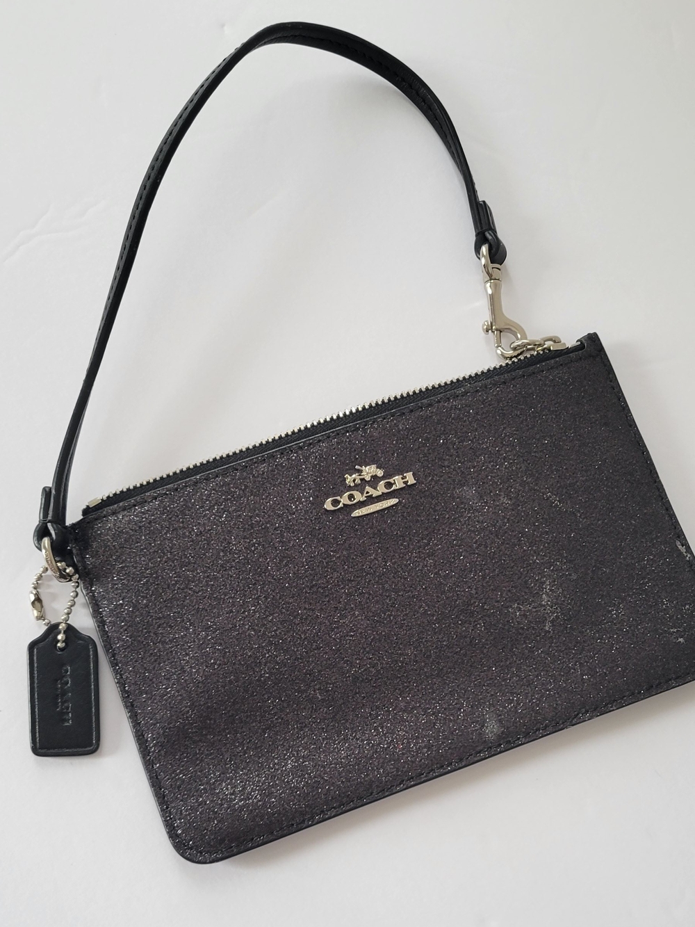 Coach Black Glitter Wristlet Pouch